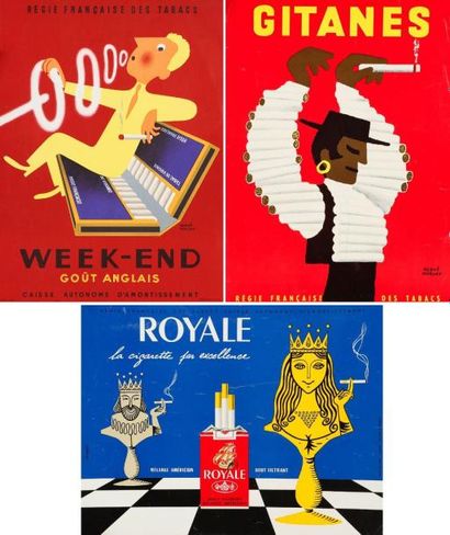 Hervé MORVAN Cigarettes Week-End - Royale - Gitanes. Non entoilée. B.E. Environ 33...