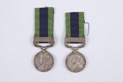 GRANDE BRETAGNE Lot de 2 Indian General Service Medal 1908-1935 à l'effigie de Georges...
