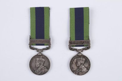 GRANDE BRETAGNE Lot de 2 Indian General Service Medal 1908-1935 à l'effigie de Georges...