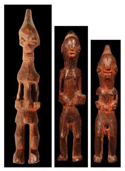 null "Lot de 3 statuettes de divination BENA LULUA. (R.D. Congo). Sculptures typiques...