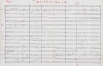 Michel MAGNE Manuscrit musical autographe, Mélodie en sous-sol, [1963] ; 8 pages...