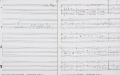 Michel MAGNE Manuscrit musical autographe signé, La Ronde, [1964] ; titre et 6 pages...