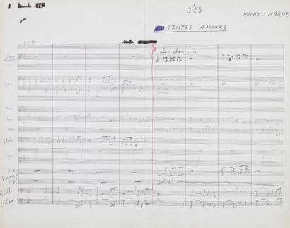 Michel MAGNE Manuscrit musical autographe signé, Tristes amours ; 5 pages in-plano...