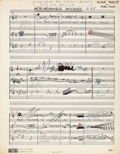 Michel MAGNE 2 Manuscrits musicaux autographes signés, [1952] ; 3 pages in-fol. chaque...