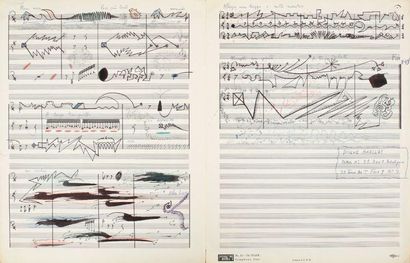 Michel MAGNE 2 Manuscrits musicaux autographes signés, [1952] ; 3 pages in-fol. chaque...