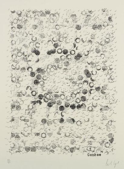 Michel MAGNE Synthèse, 1977 Sérigraphies. Ensemble de 6 partitions de musique visuelle...