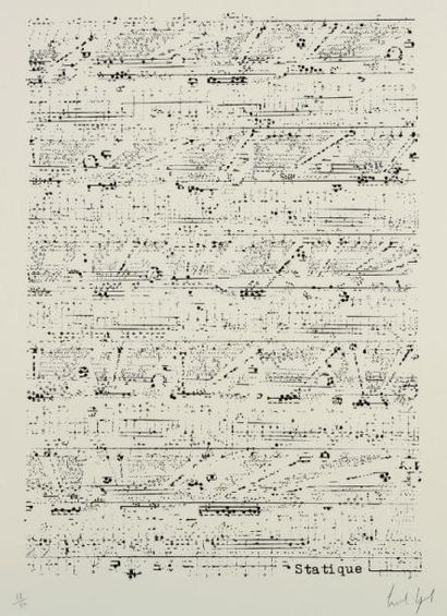Michel MAGNE Synthèse, 1977 Sérigraphies. Ensemble de 6 partitions de musique visuelle...