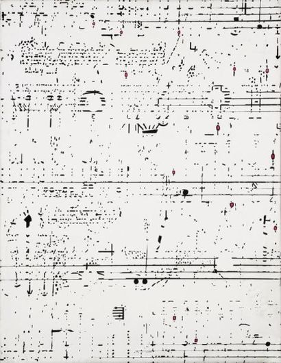 Michel MAGNE 3 Partitions de musique visuelle, 1977 Impression sur toile. Deux exemplaires...