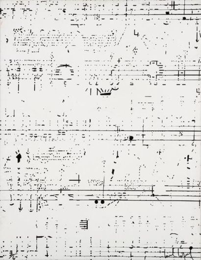 Michel MAGNE 3 Partitions de musique visuelle, 1977 Impression sur toile. Deux exemplaires...