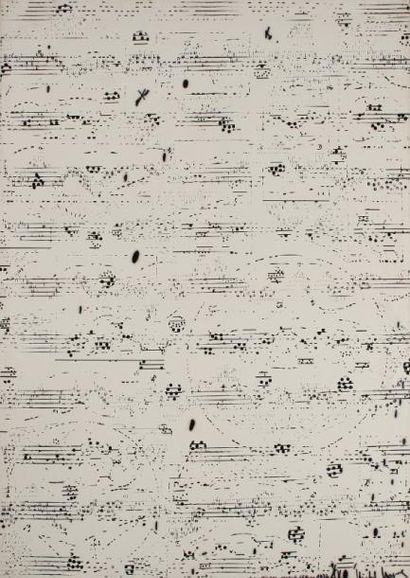 Michel MAGNE Musique visuelle, 1977 Impression sur toile cirée. Signée, datée et...