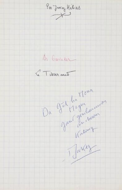 Pierre Jakez HÉLIAS et Michel MAGNE Poèmes autographes signés de Pierre Jakez Hélias,...