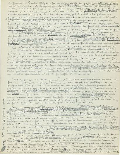 null André BRETON (1896-1966). Manuscrit autographe signé, Interview – Pierre de...