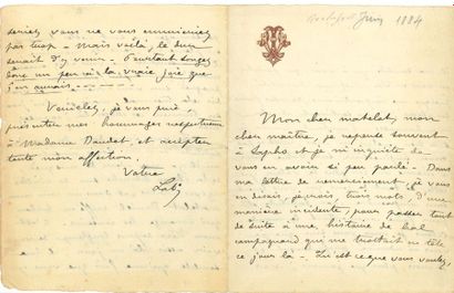 null Pierre LOTI (1850-1923). 20 L.A.S., 1884-1895, à Alphonse Daudet ; 59 pages...