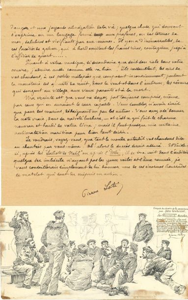 null Pierre LOTI (1850-1923). Manuscrit autographe signé, À Yann Nibor, [1892] ;...