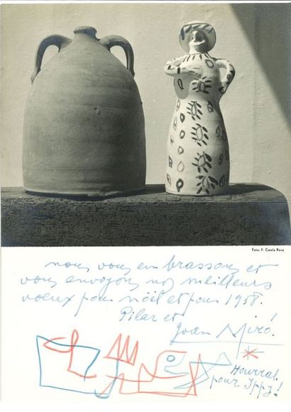 null Joan MIRÓ (1893-1983). L.A.S. avec dessin, [Palma de Mallorca fin décembre 1957],...