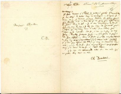 null Charles BAUDELAIRE (1821-1867). L.A.S., 1er août [pour septembre] 1854, à Narcisse...