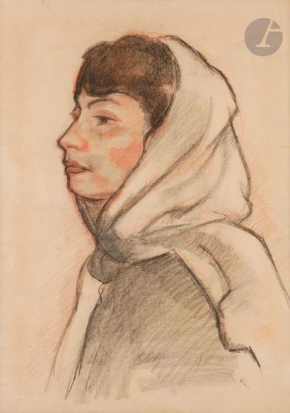 null *Jiri Karpeles, dit Georges KARS (1882-1945)
Femme au châle, 1930
Trois crayons...