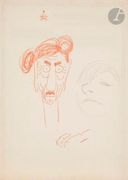 null Jean-Gabriel DOMERGUE (1889-1962)
Caricatures : Autoportrait et portrait présumé...