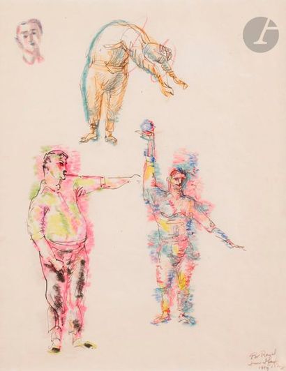 null Mark TOBEY (1890-1976)
Twirling Man Study, 1959
Encre et crayons de couleurs.
Signé...