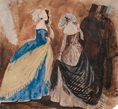 null Constantin GUYS (1802-1892)
Deux lorettes et deux hommes
Aquarelle, plume et...