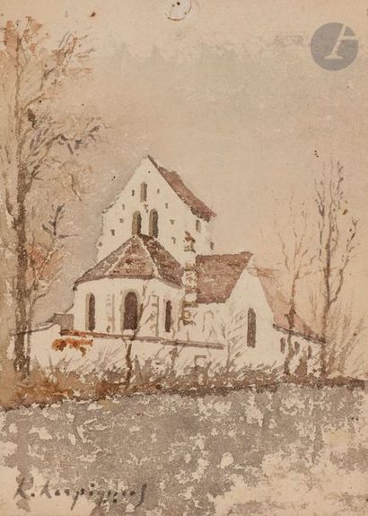 null Henri Joseph HARPIGNIES (1819-1916)
église romane - Console, 1863
2 aquarelles.
Signées,...