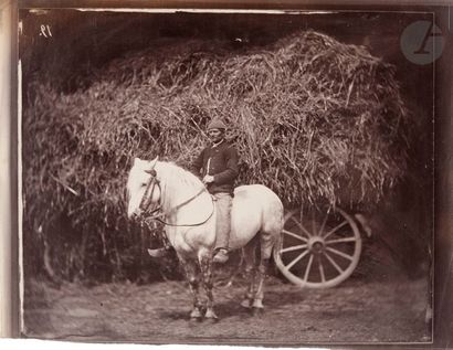 null Adolphe Braun (1812-1877)
Alsace, c. 1858.
Paysan sur un cheval de trait devant...
