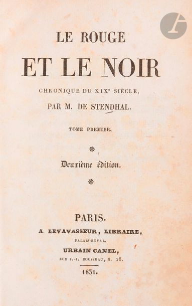 null STENDHAL.
Le Rouge et le noir chronique du XIXe siècle.
Paris : A. Levavasseur,...