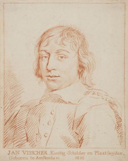null École HOLLANDAISE du XVIIIe siècle
Portrait de Jan Visscher, d’après Van Dyck
Sanguine.
Annotée...