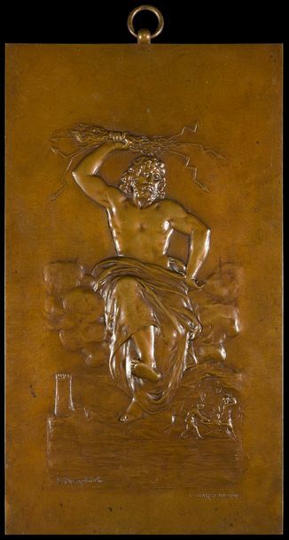 null Eugène Delaplanche (1836-1891)
L’Eau et le Feu
Deux bas-reliefs en bronze à...