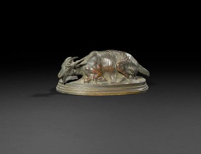 null Pierre-Jules Mêne (1828-1894)
Chevreau couché
Bronze à patine brune.
Porte la...