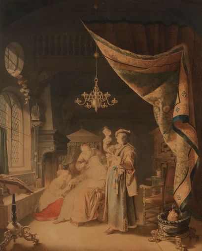 null École du NORD du début du XIXe siècle 
d’après Gérard Dou (1613-1675)
La Femme...