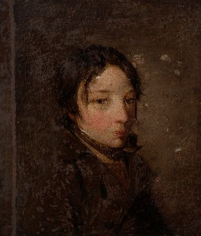 null École FRANÇAISE vers 1810
Portrait de jeune garçon en veste brune
Toile.
(A...