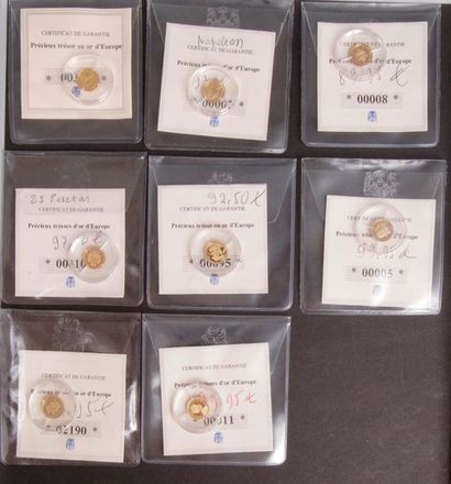 null 26 pièces "Precieux trésors d'or et d'européens" en or (585/1000).
Diametre...