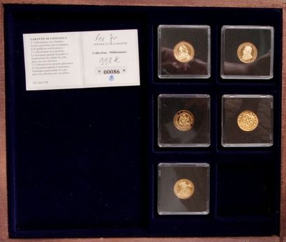 null 3 séries de 5 pièces "Collection Milionnaire" en or (585/1000)
Diametre 20mm....