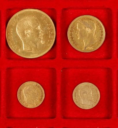 null Lot de 4 pièces françaises en or dans un sachet numéroté 2017088 :
- 1 pièce...