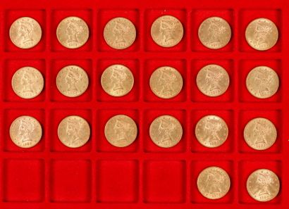 null 20 pièces de 10 Dollars en or. Type Liberty, dans un sachet numéroté 2017096:
1879...