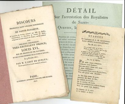 null Restauration. Manuscrit et 13 imprimés, 1815-1820.
 Cahier manuscrit de poèmes,...