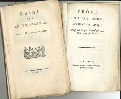  Révolution. 11 imprimés, 1789-1795 ; in-8, brochés. * Essai sur les privilèges....