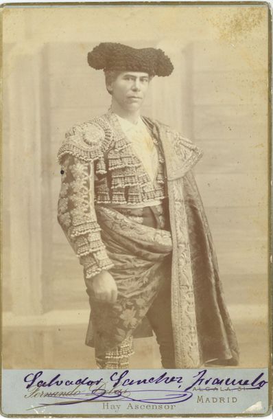 null TAUROMACHIE. Salvador Povedano dit FRASCUELO (1842-1898) torero. Photographie...