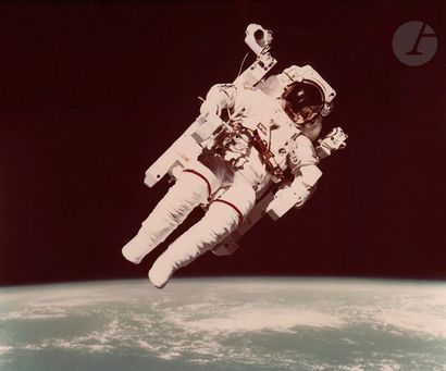 null NASA 
Mission STS 41B Challenger,
 February 
7
, 1984. 

Bruce McCandless floats...
