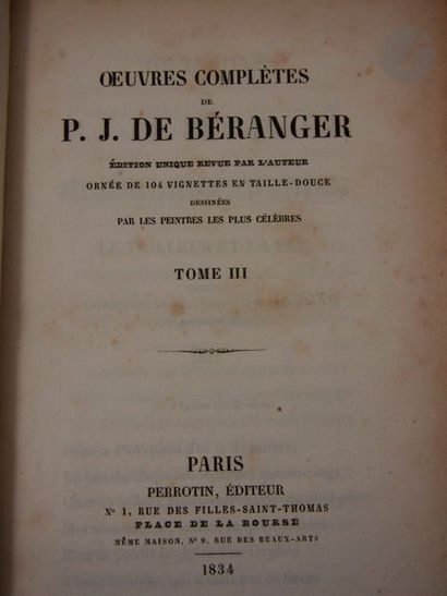 null BERANGER.
 Complete works. Unique edition reviewed by the author with 104 intaglio...