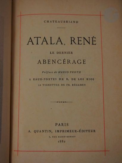 null CHATEAUBRIAND, François René de.
 Atala, René, Le
 Dernier Abencérage.

 Paris:...