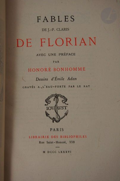 null FLORIAN.
 Fables by J.-P. Claris de Florian with a preface by
 Honoré Bonhomme...

Paris...