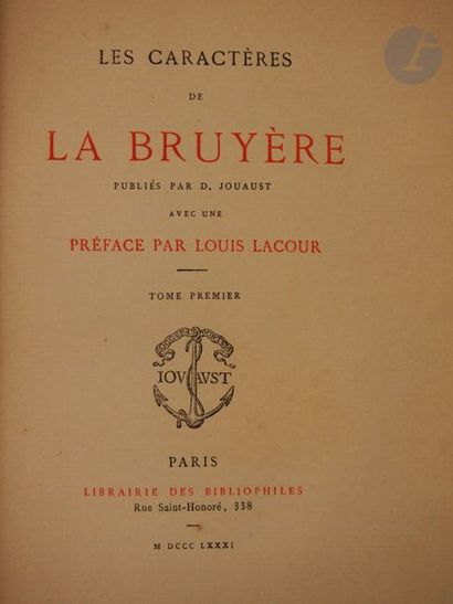 null THE BRUYERE.
 The Characters. Published by D. Jouaust with a preface
 by Louis...