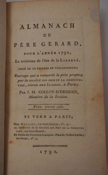 null COLLOT-D'HERBOIS, Jean-Marie.
Almanach du père Gérard, pour l'année 1792, La...