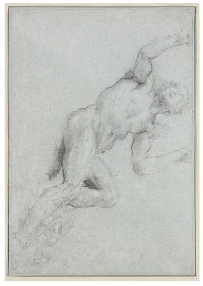 Attribué à Jacopo PALMA IL GIOVANE (Venise 1544-1628) Homme nu assis, figure Pierre...