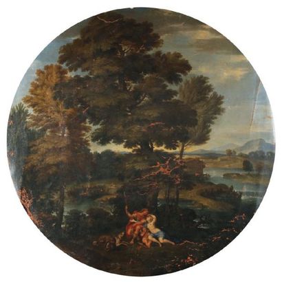 École BOLONAISE vers 1700, suiveur de Francesco ALBANI dit l' ALBANE. Venus et Adonis...