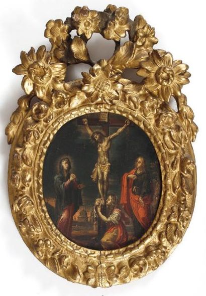 École d'UTRECHT du début du XVIIe siècle La Vierge, Marie Madeleine et Saint Jean...
