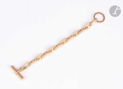 null Bracelet en or jaune 18K (750), articulé de maillons marine "chaîne d'ancre",...