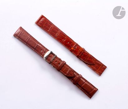 null Lot composé de deux bracelets cuir, un de marque Jaeger LeCoultre cuir marron...